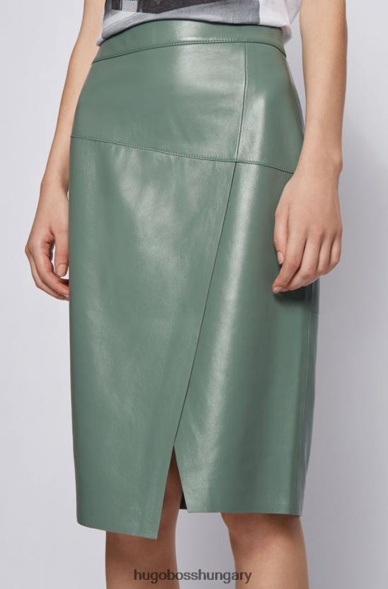 Hugo Boss bőr szoknya seloa 50453185 fekete 80P6792 fekete/pasztellzöld