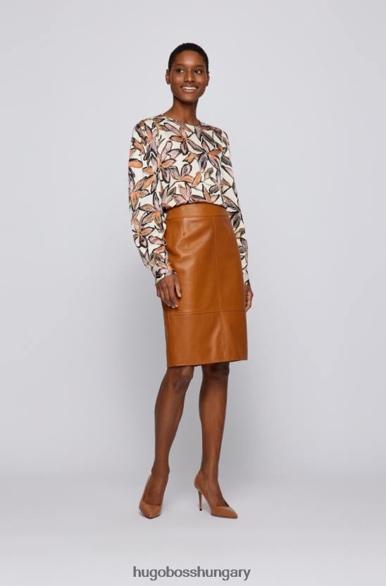 Hugo Boss bőr szoknya selrita 50460741 fekete 80P6735 fekete/barna/kék