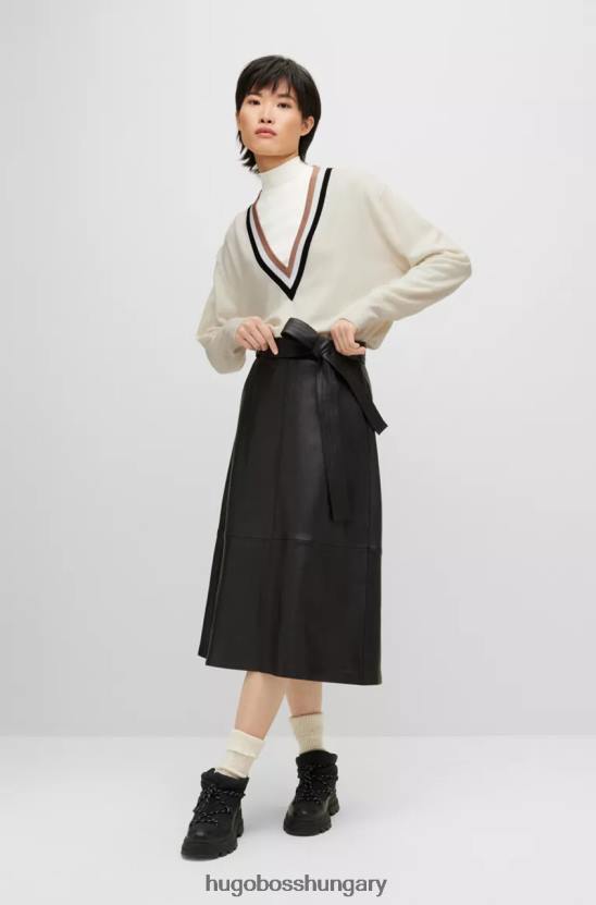 Hugo Boss bőrszoknya seresia 50479268 fekete 80P6696 fekete